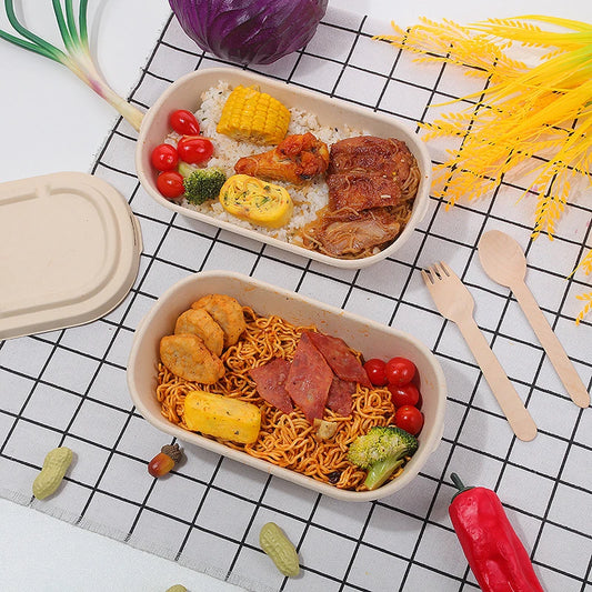 Disposable Lunch Box Biodegradable Bento Lunchbox Microwave Food Container Vegetable Salad Divide Takeaway Packing Box ланч бокс