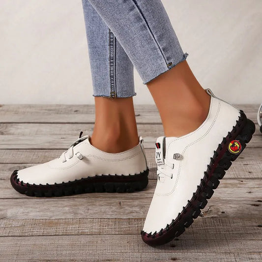 Sneakers Women Shoes Loafers Lace Up Leather Flat New Spring 2024 Casual comfortable Mom Shoe Mujer Zapatos Chaussure Femme